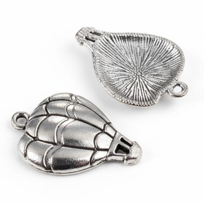 Hot Air Balloon Pendants Silver Metal 10-Pack Adventure Necklace Keychain Supply