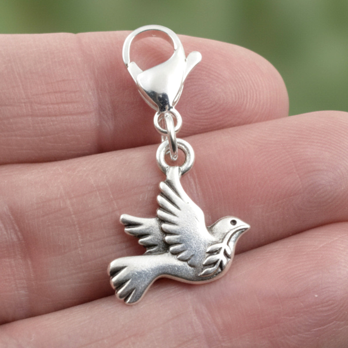 Silver Peace Dove Clip-On Charm, Zipper Pull, Purse Journal Bag Accessory, Christmas Gift, Meaningful Symbol, Stocking Stuffer