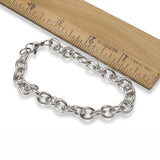 Stainless Steel Cable Chain Bracelet, 8" Silver Oval Link with Lobster Clasp