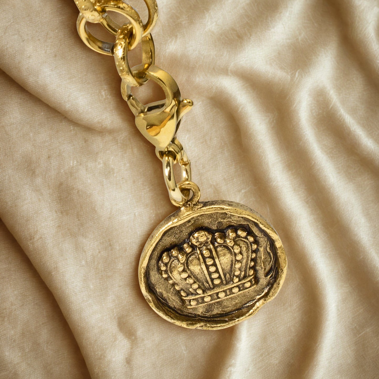 Gold Crown Charm, Regal Clip On Accessory, Mardi Gras King Duke Gift