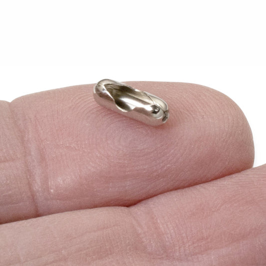 50 Small #3 Silver Connectors - Nickel Plated Brass - For Ball Chain Jewelry