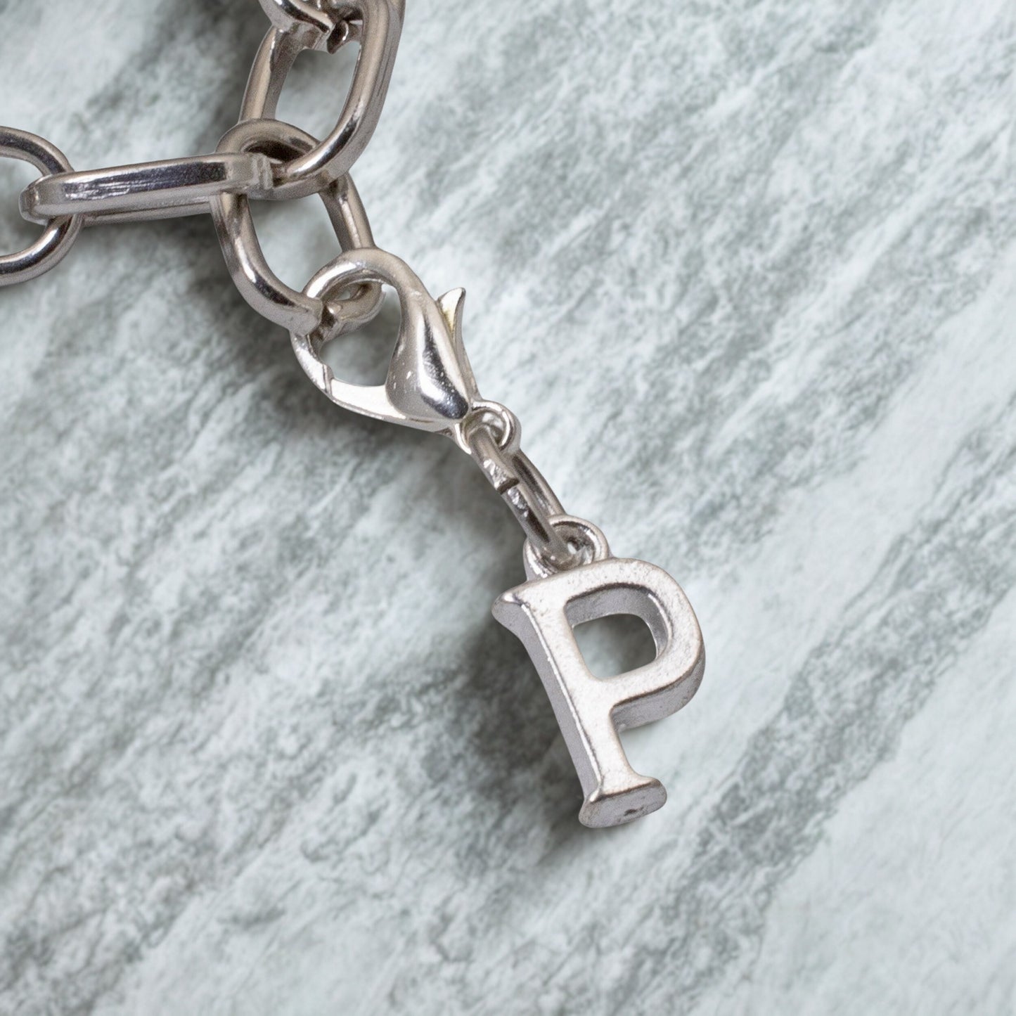 Letter P Clip On Charm: Silver Initial Alphabet Personalized Jewelry Gift