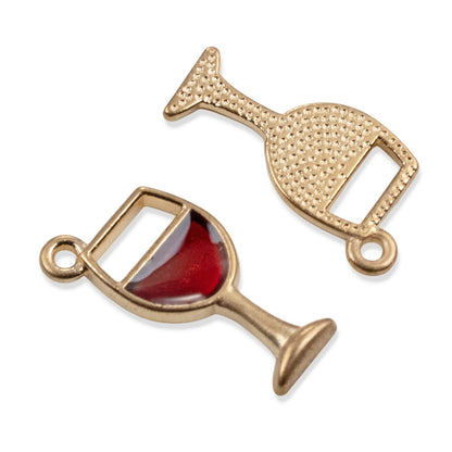 Wine Glass Charm Pendants 10Pcs: Enamel Metal Jewelry Making, DIY Cocktail Gift