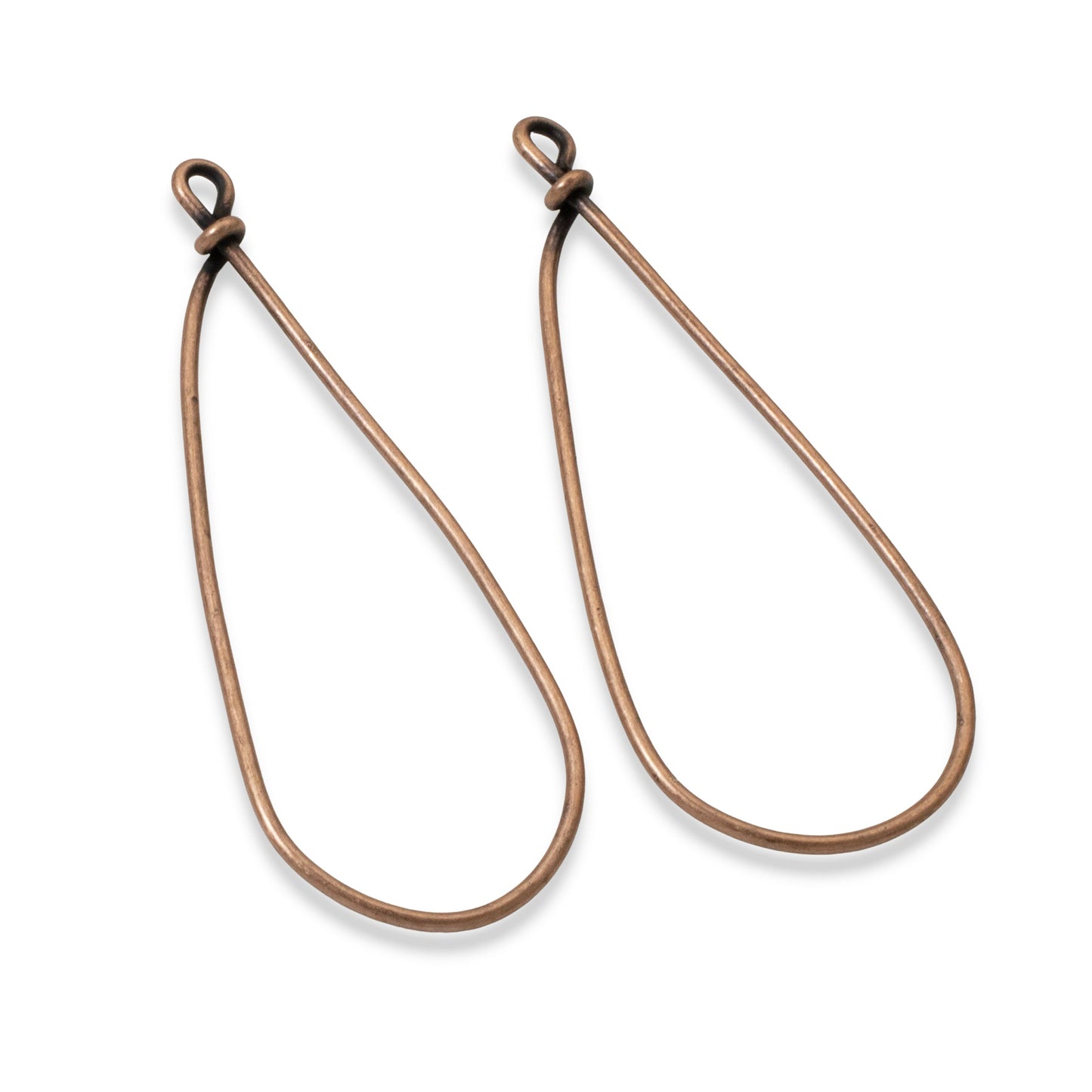 Large Copper Drop Frames, 2-Pack Teardrop Earring Findings, Wire Base for DIY Jewelry