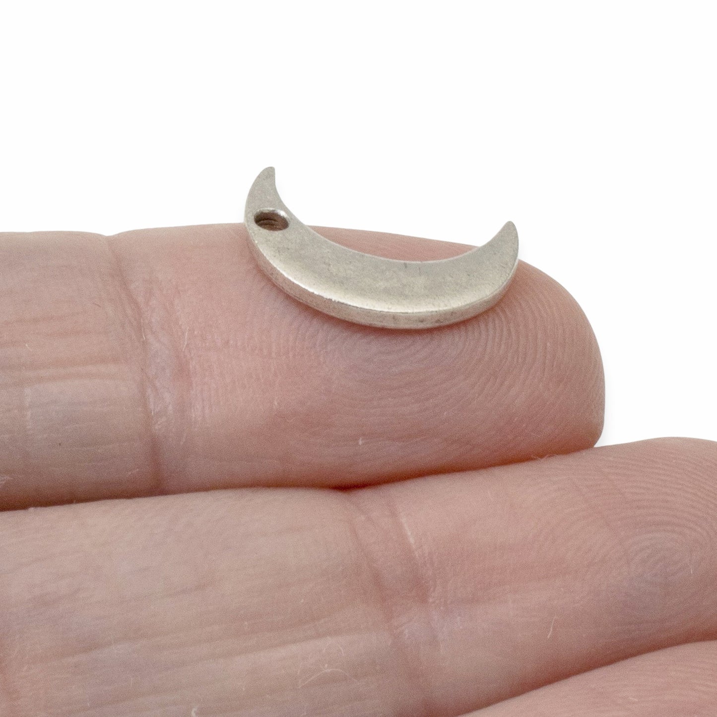 Celestial Moon Charms Silver, 2Pc Crescent Metal Stamping Flat Tags, DIY Jewelry