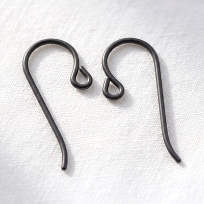 Black Niobium Small Loop Ear Wires 50-Pack: Hypoallergenic Bulk French Hook