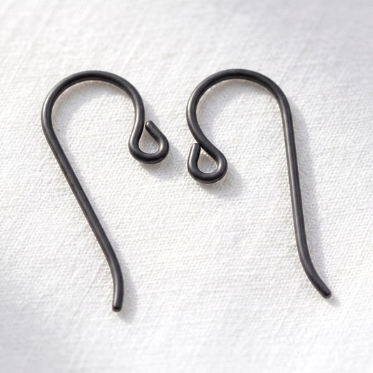 Black Niobium Small Loop Ear Wires 50-Pack: Hypoallergenic Bulk French Hook