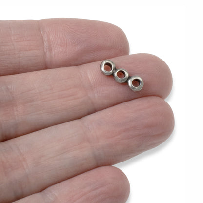 4 Pewter Nugget 3-Hole 5mm Spacer Bars, TierraCast Link for Multi-Strand Jewelry