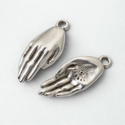 Evil Eye Hand Pendant, 4-Pack Silver Mystical Protection Symbol, Spiritual DIY