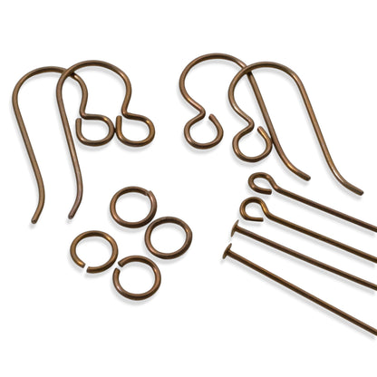 Niobium Earring Kit: Bronze Hypoallergenic Complete Findings 2 Pairs Sensitive Ears USA Made