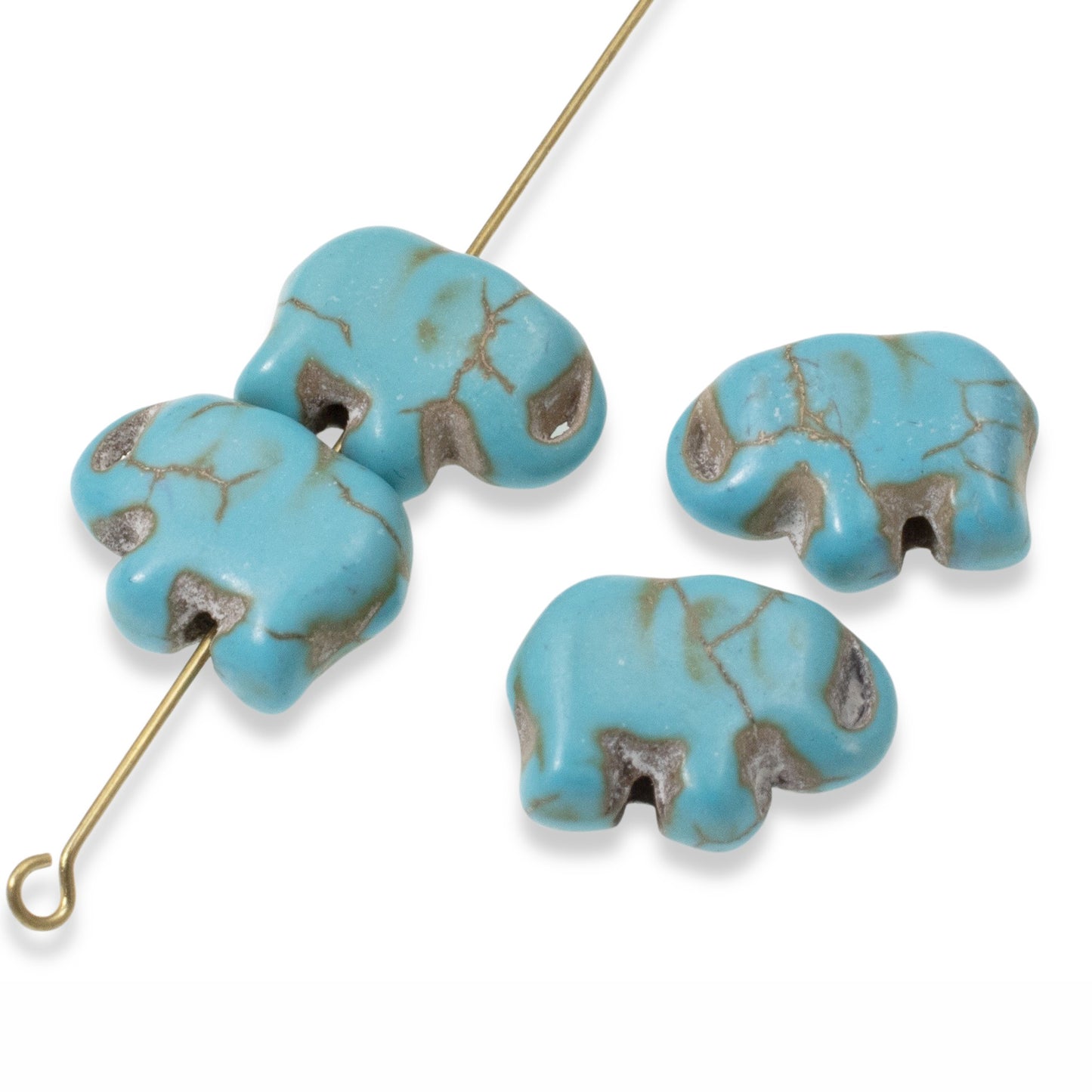 20 Turquoise Blue Elephant Beads - Small Lucky Elephants - Animal Beads for Boho Jewelry Making