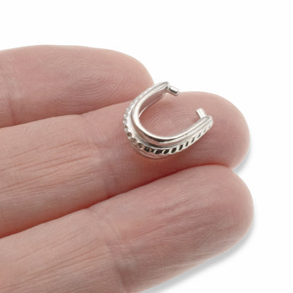 Silver Hammered Pinch Bails, 4-Pack White Bronze 14mm x 7mm Pendant Holders