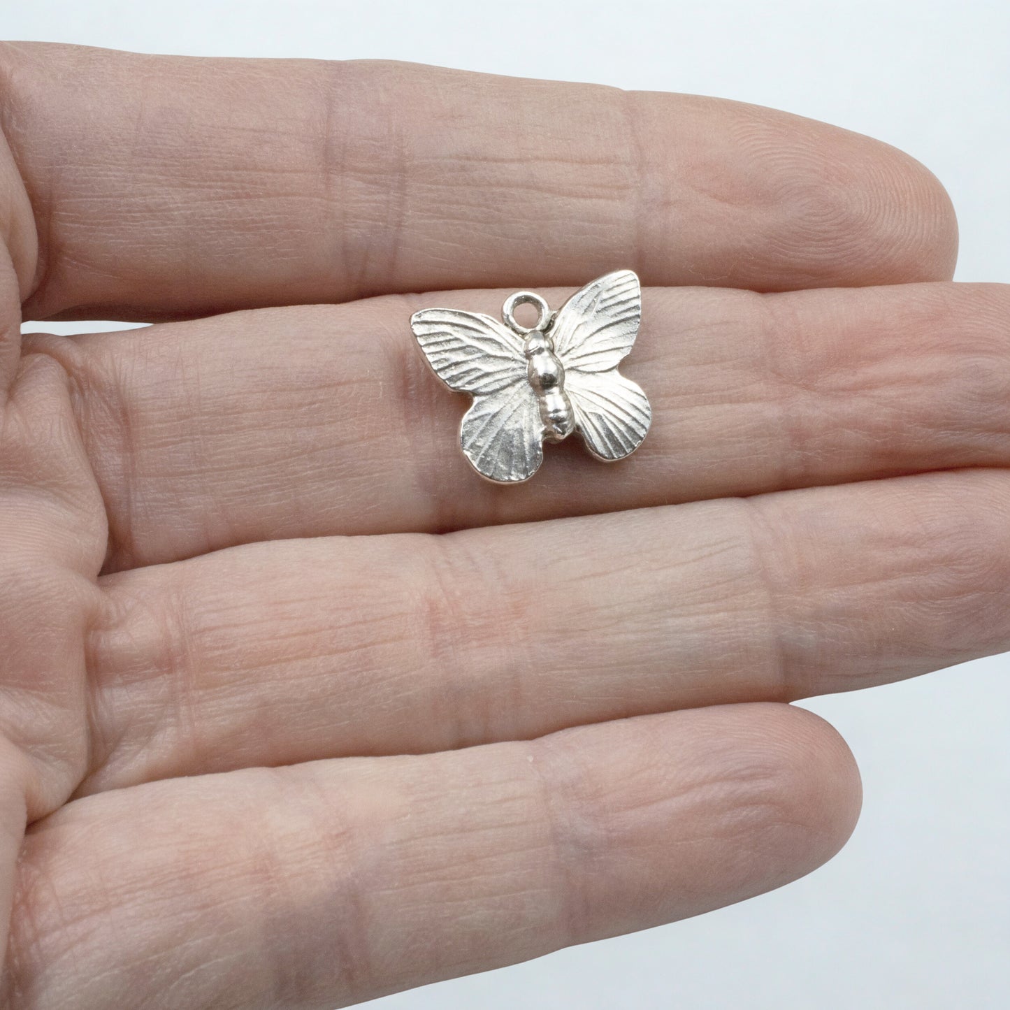 Silver Butterfly Charms: Antique Pewter Nature Pendants USA Made 2-Pack