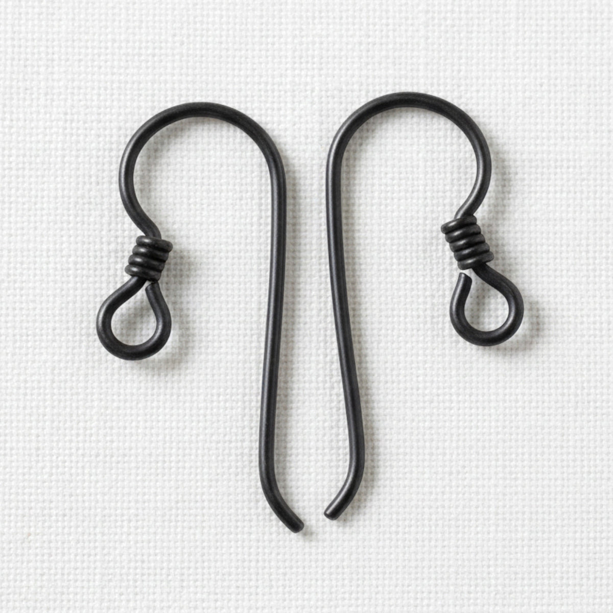 Black Niobium Ear Wires with Coil Accent, 4-Pack Hypoallergenic Earring Hooks, USA Made