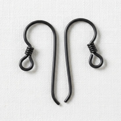 Black Niobium Ear Wires with Coil Accent, 4-Pack Hypoallergenic Earring Hooks, USA Made