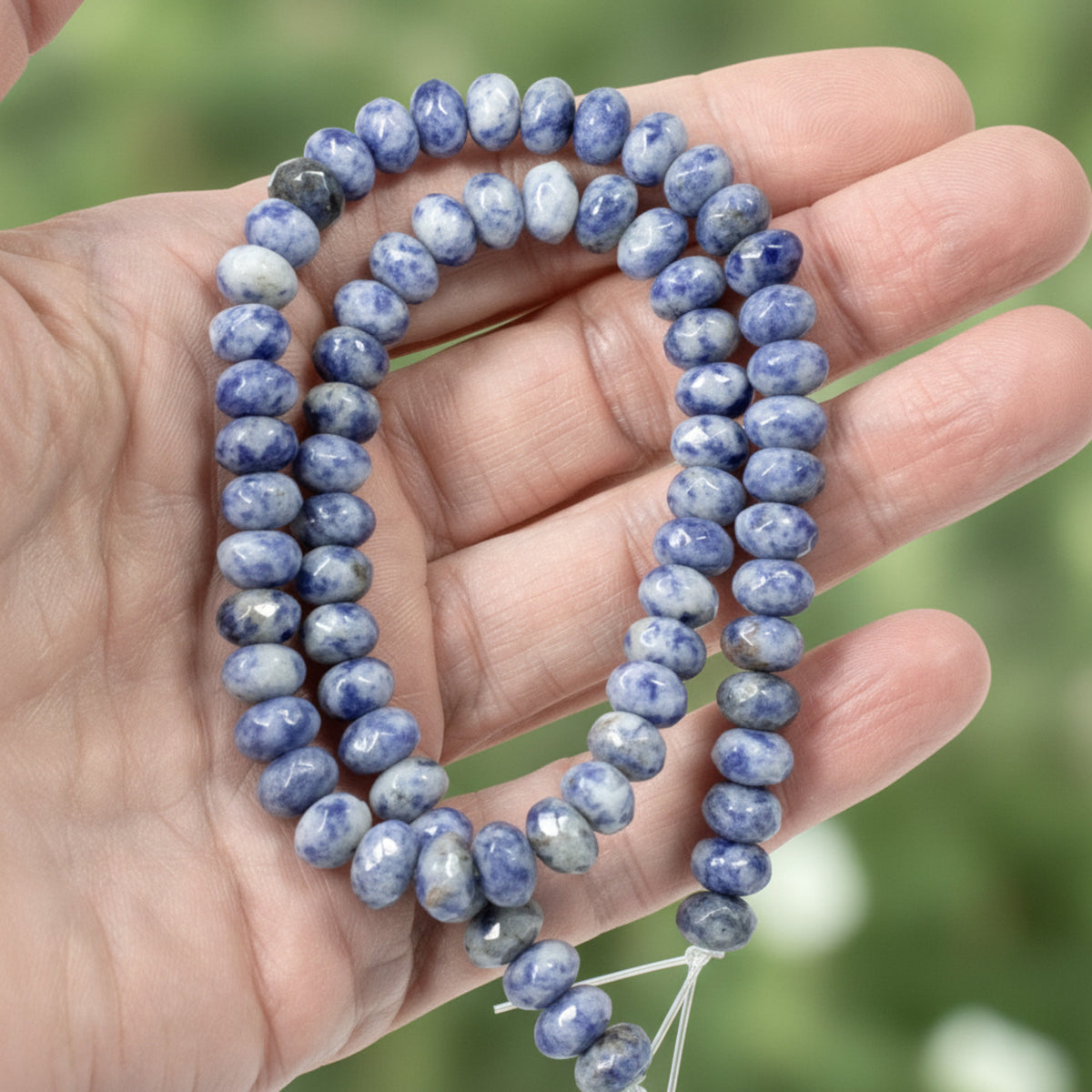 Denim Lapis Beads, Faceted Rondelle 5mm x 8mm, Natural Blue Gray Gemstone Strand, 74 Beads