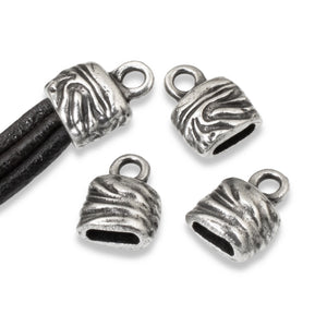 4 Pewter Leather Cord Crimp End Caps, 6x2mm Hole, TierraCast Silver Jardin