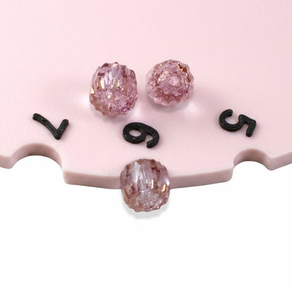 25/Pkg Clear & Pink Faceted 6mm Crown Cathedral Beads, Czech Glass + Bronze Ends