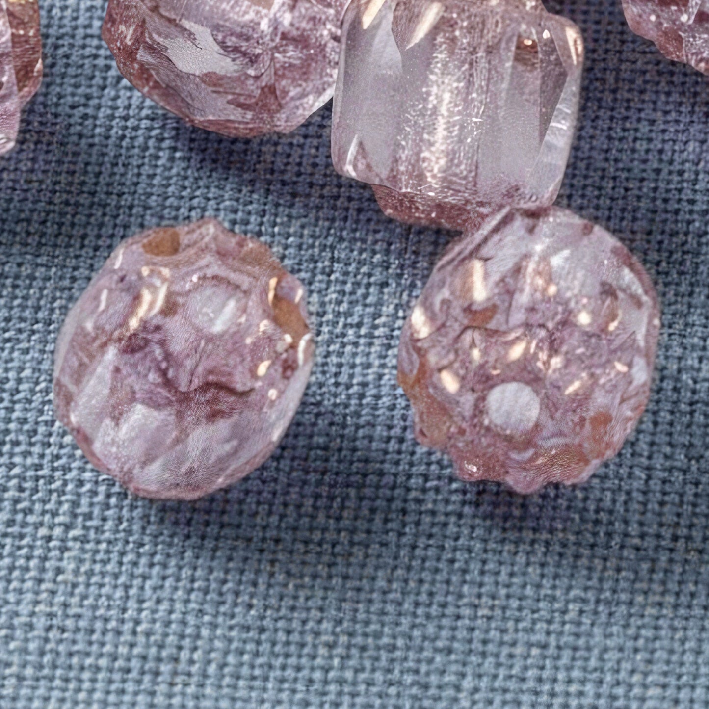 25/Pkg Clear & Pink Faceted 6mm Crown Cathedral Beads, Czech Glass + Bronze Ends