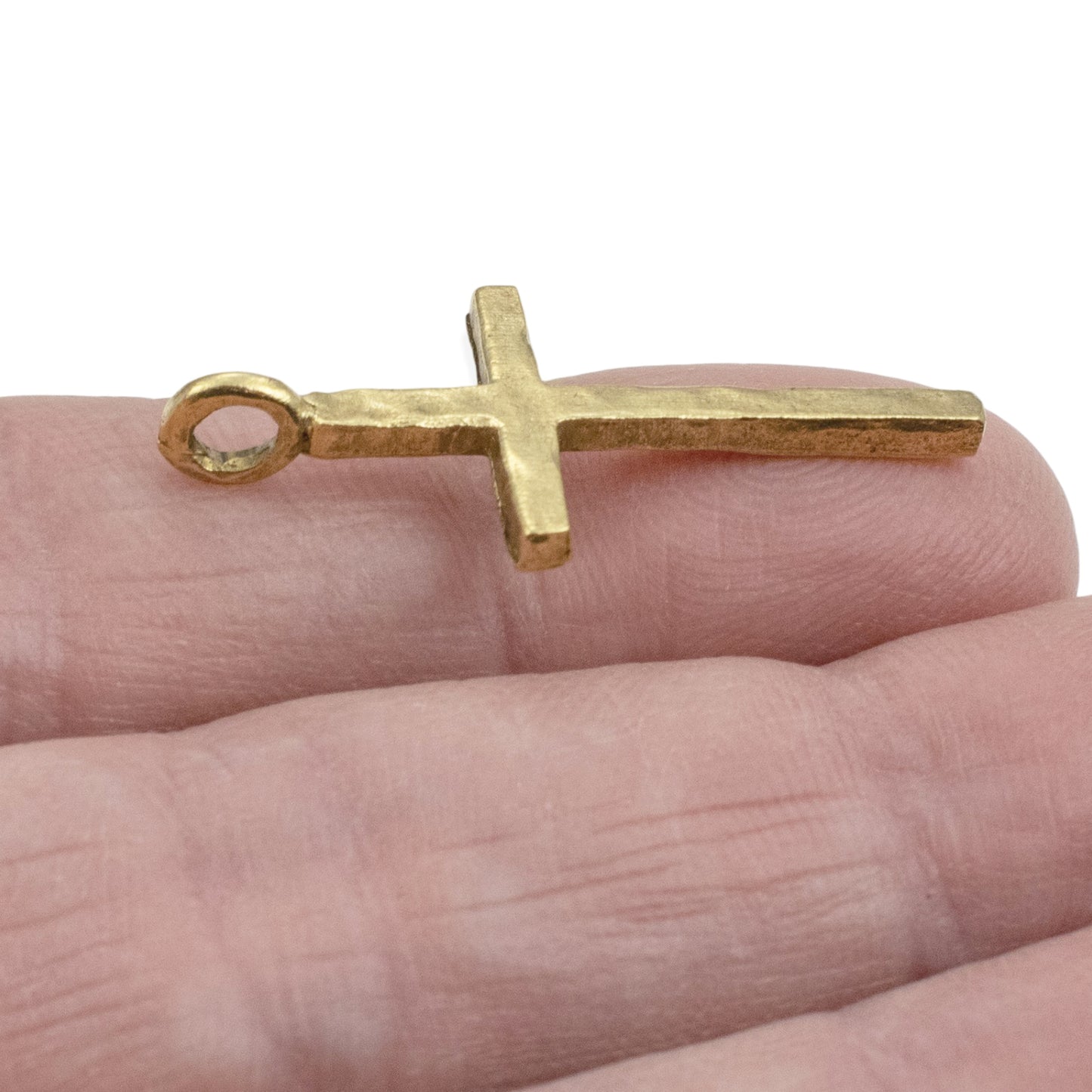 Large Traditional Cross Pendants: 2-Pc Gold 24k Plated Pewter 34mm USA Made
