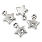4 Star Charms + Crystal, TierraCast Small Silver Pewter Celestial Pendants