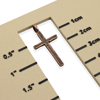 Large Hammered Cross Pendants: 2-Pc Antique Copper-Plated 34mm Religious Charms