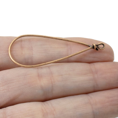 Large Copper Drop Frames, 2-Pack Teardrop Earring Findings, Wire Base for DIY Jewelry