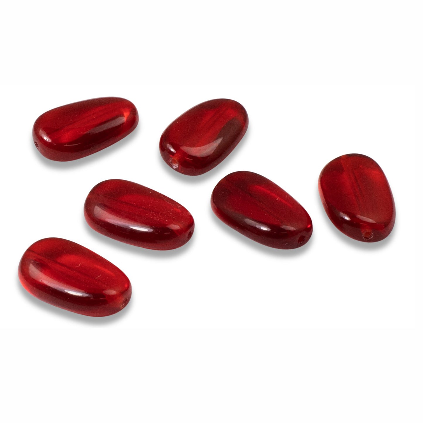 25 Elegant Red Wavy Oval Czech Glass Beads, Perfect for Christmas Jewelry & Crafts