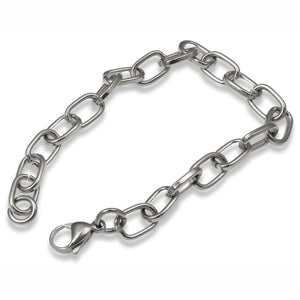 8" Stainless Steel Chain Bracelet - Elongated Paperclip Links + Lobster Clasp
