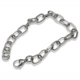 Stainless Steel Paperclip Chain Bracelet-8" Silver Elongated Link+Lobster Clasp