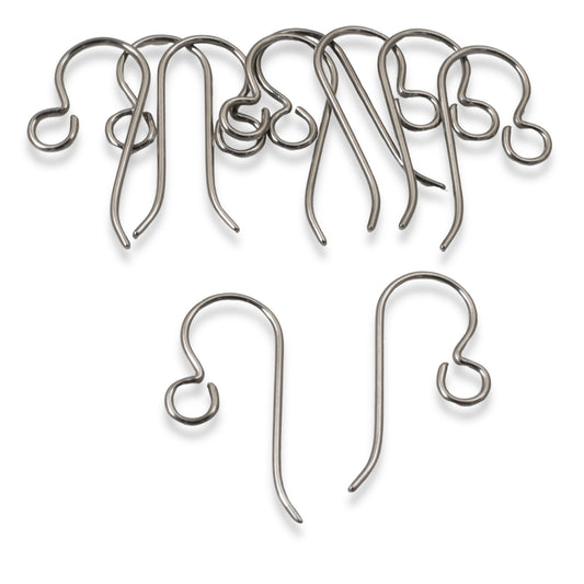 10 Gray Niobium Ear Wires Regular Loop, Hypoallergenic Earring Hooks