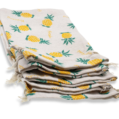 Pineapple Drawstring Bags, 5-Pack Tropical Party Favor Gift Candy Pouch 5"x7"