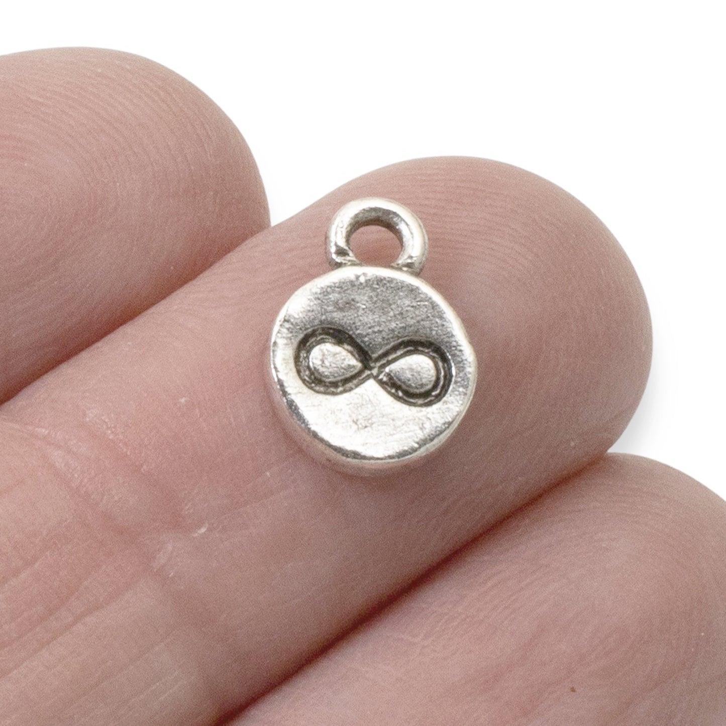 Silver Infinity Charms, 4-Pack Endless Possibilities Symbols, Rustic Design, Nunn Design USA Made