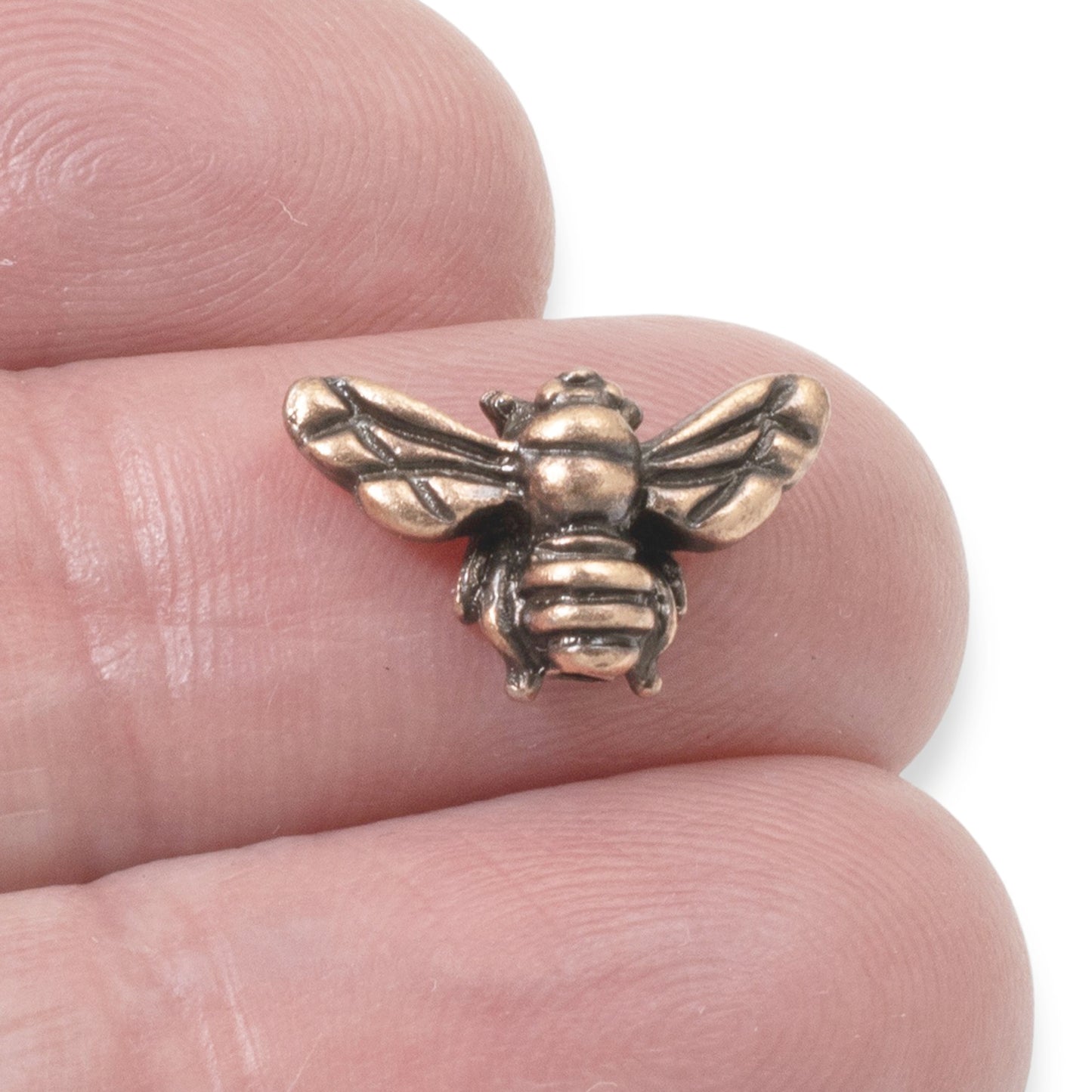 4 Copper Honey Bee Beads, Double-Sided TierraCast Insect Jewelry Making Supplies