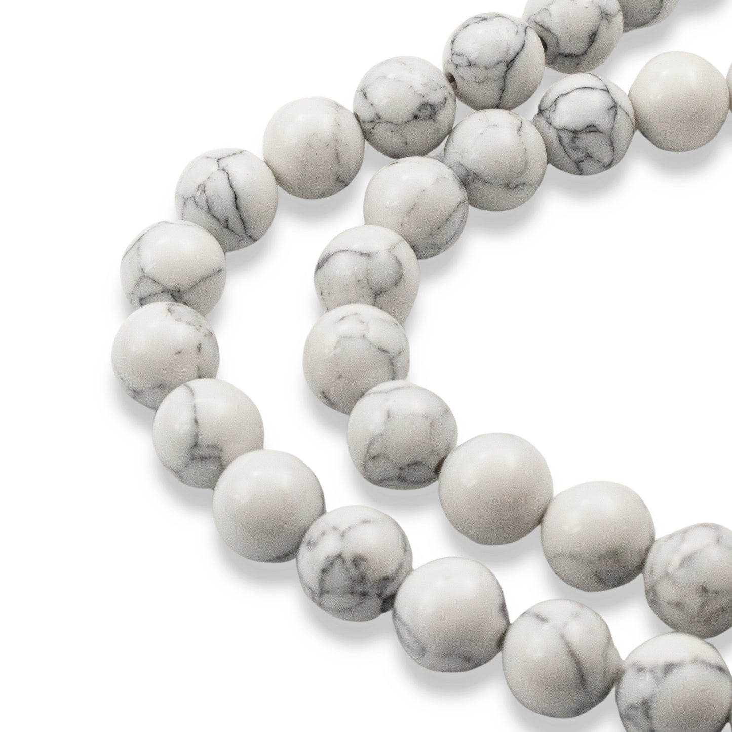 White Howlite 8mm Round Gemstone Beads - Jewelry Making Crafts - 47 Pcs/Strand