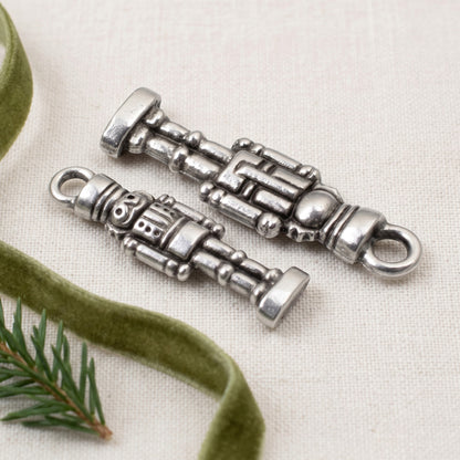 Silver Nutcracker Charms, 4 Pack Antique Pewter, Vintage Christmas Ballet Decor