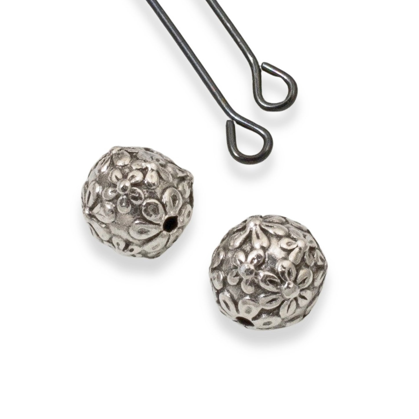 Silver Floral Beads 4-Pack 8mm TierraCast Wedding Nature Jewelry Making Supplies