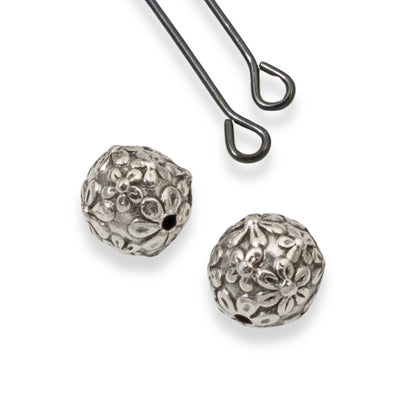 Silver Floral Beads 4-Pack 8mm TierraCast Wedding Nature Jewelry Making Supplies