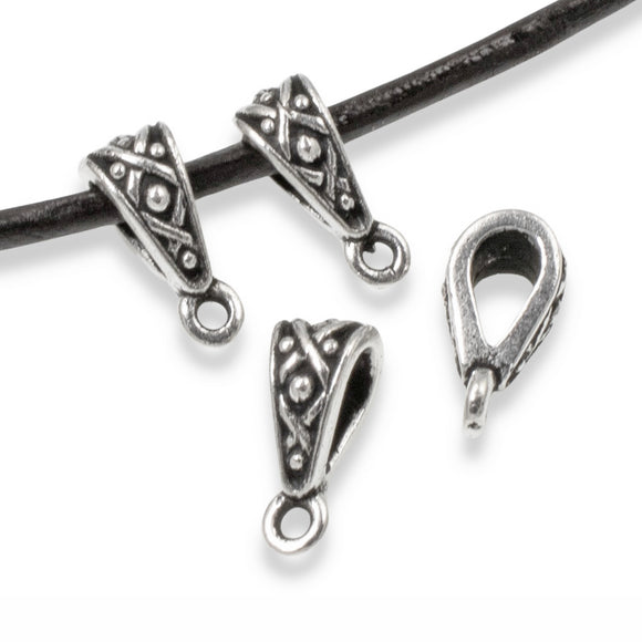 4 Silver Legend Bails, TierraCast Pewter Necklace Pendant Holders