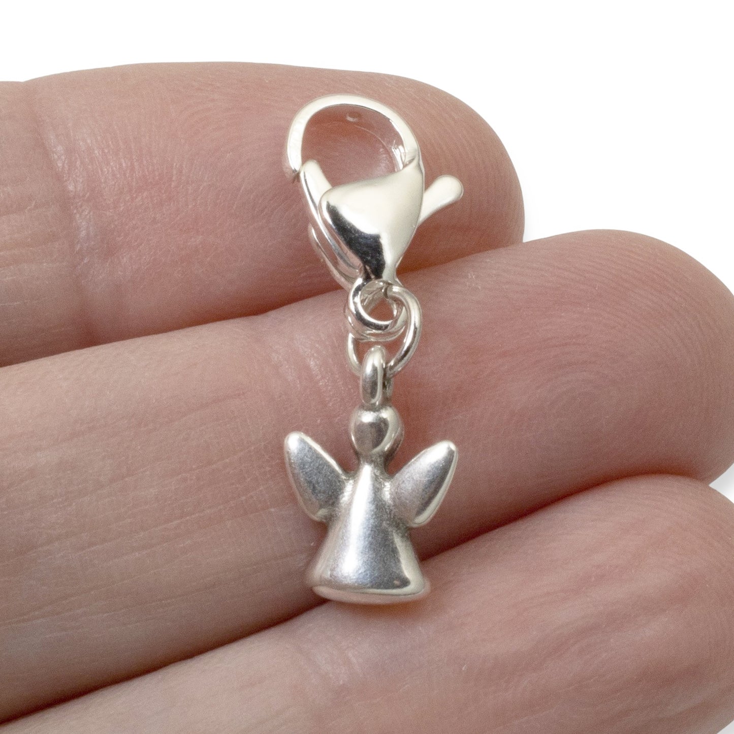 Silver Angel Clip On Charm, Guardian Angel Memorial Gift, Dainty Spiritual Jewelry