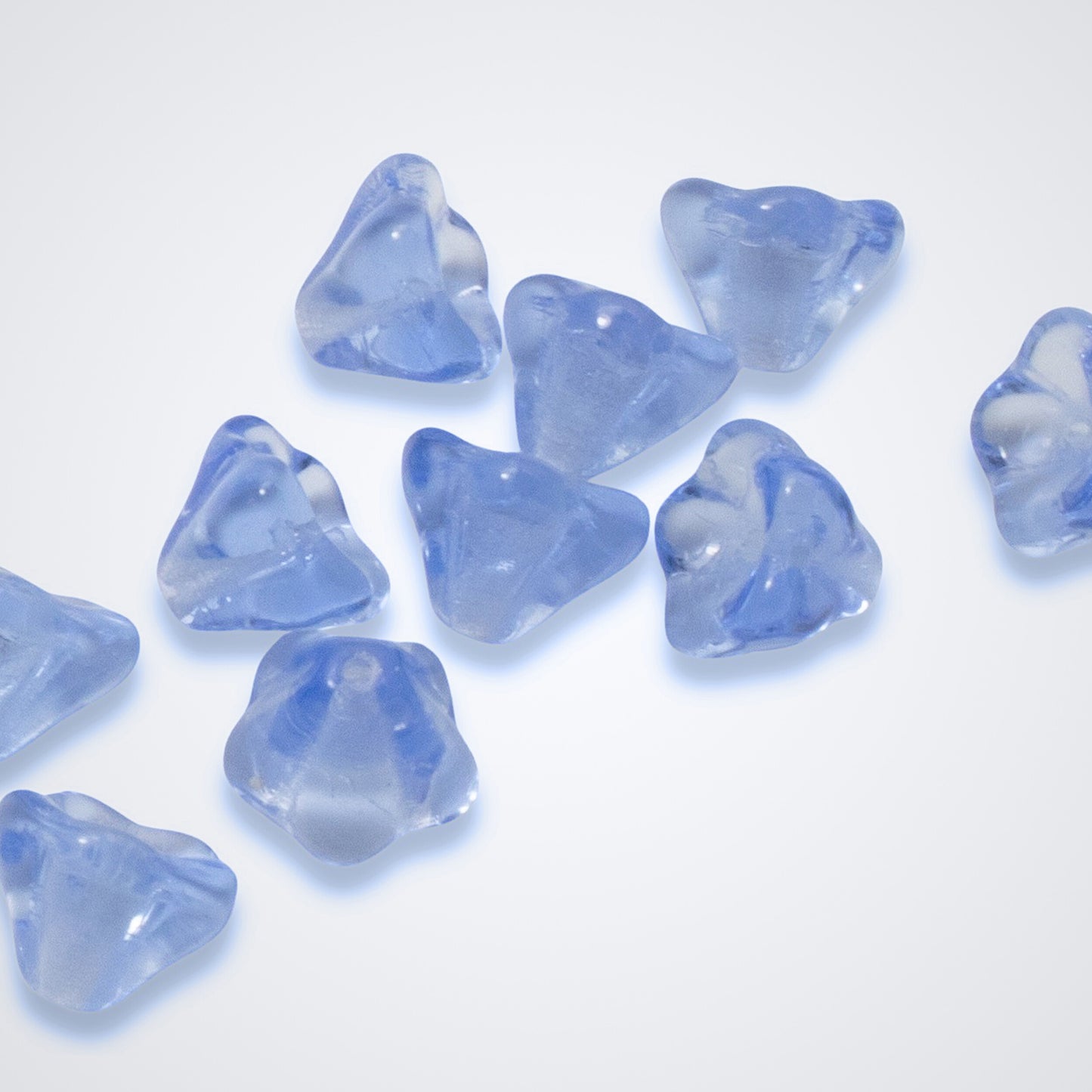 Light Sapphire Blue Bell Flower Beads, 25-Pack Czech Glass 6x8mm, Spring Crafts