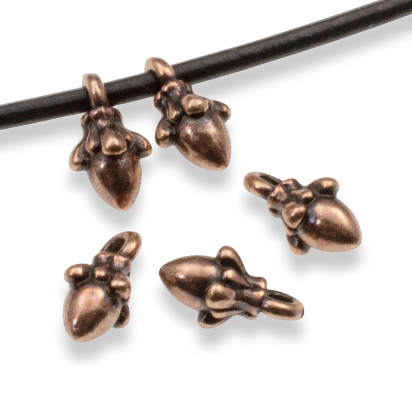 Tiny Copper Acorn Charms: 10mm Autumn Woodland Nature Pendants 10-Pack