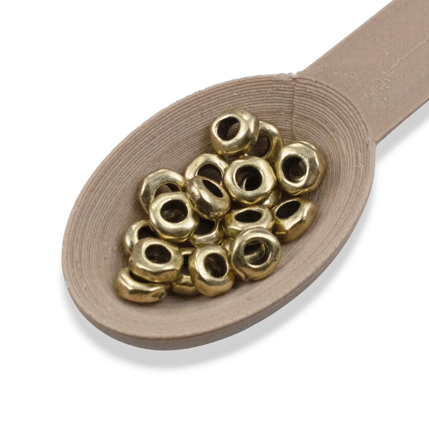 Satin Brass 5mm Nugget Spacer Beads: 2mm Hole for Leather Crafting 20-Pack