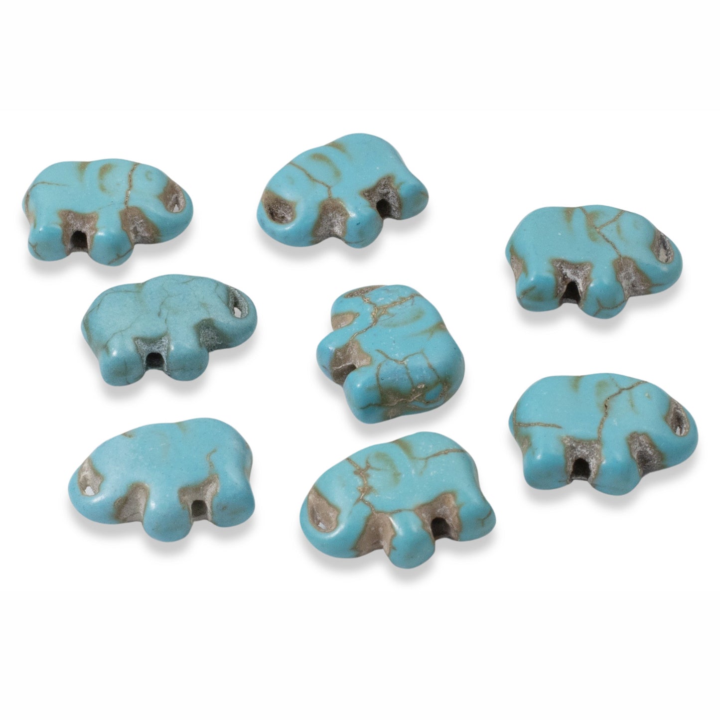 20 Turquoise Blue Elephant Beads - Small Lucky Elephants - Animal Beads for Boho Jewelry Making