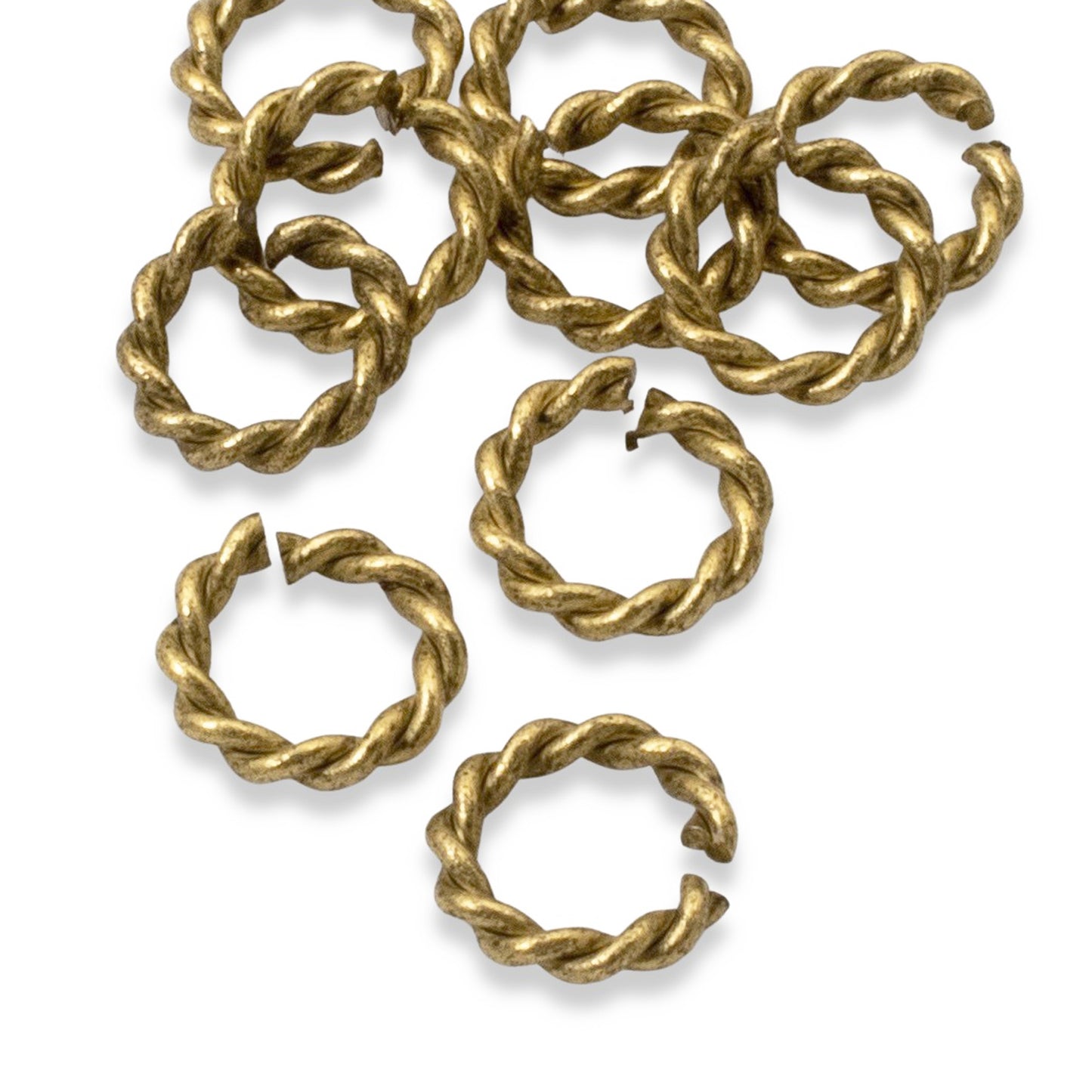Antique Gold Rope Jump Rings: 10-Pack Mini Charm Necklace Connectors DIY Jewelry