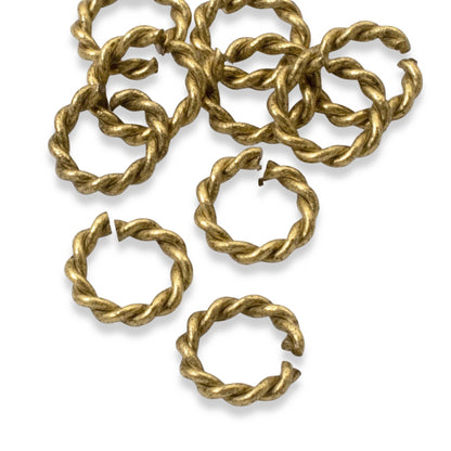 Antique Gold Rope Jump Rings: 10-Pack Mini Charm Necklace Connectors DIY Jewelry