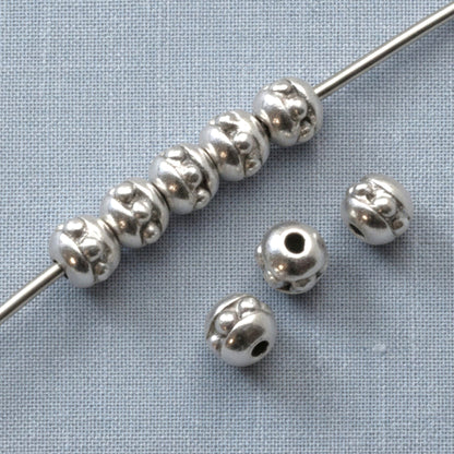 50 Silver Beaded 3mm Round Seed Beads, Tiny Accent Beads for Elegant Jewelry