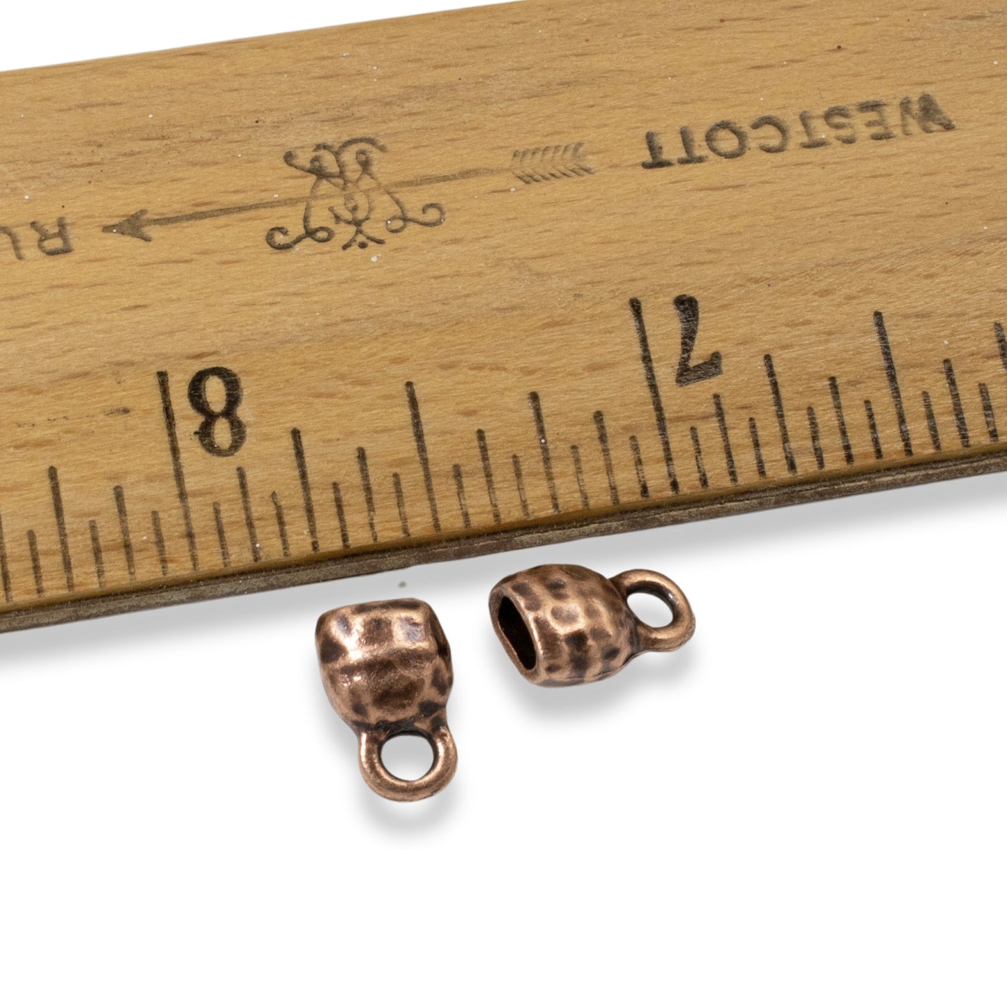 10 Copper Distressed Leather Cord Ends, 4x2mm Opening, TierraCast Crimp End Caps