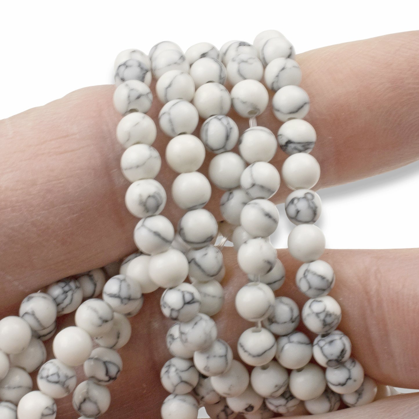 White Howlite Beads: 4mm Round Natural Gemstone Strand Jewelry Making 90pcs