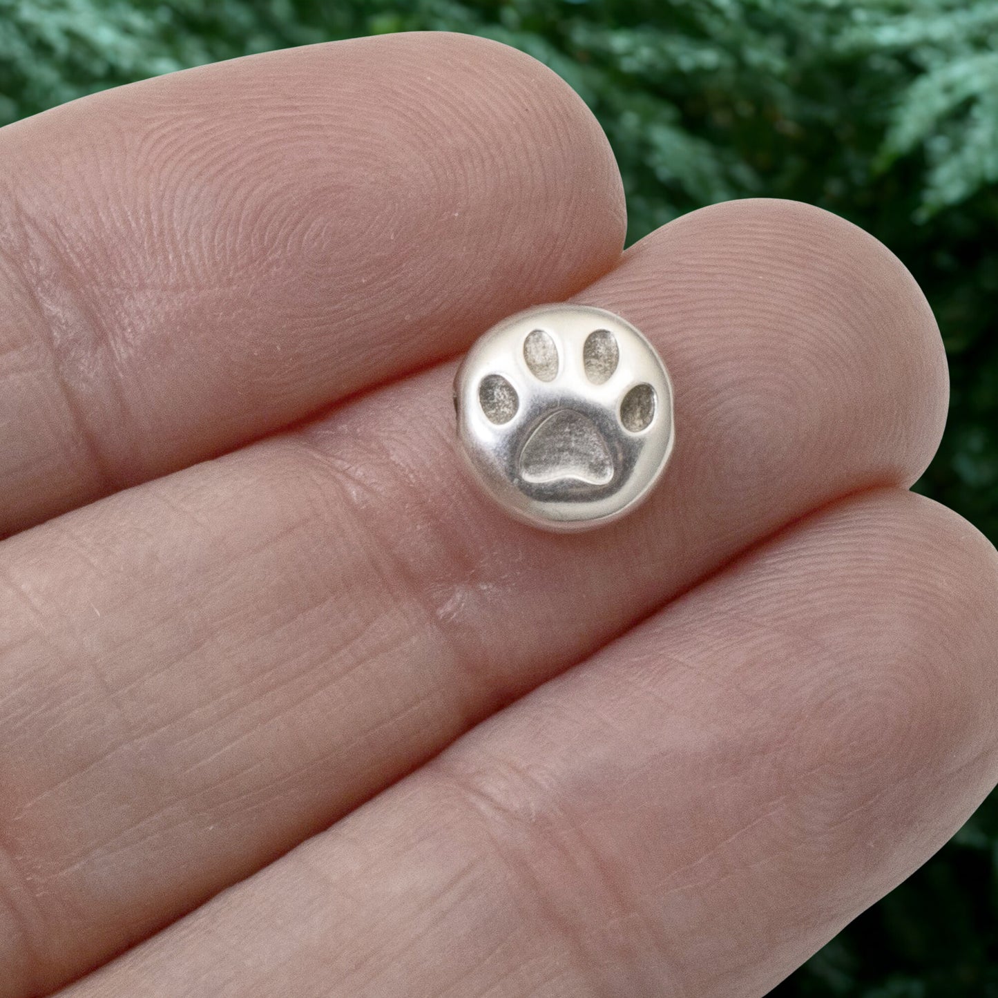 Paw Print Beads 4-Pack Silver Plated Pet Memorial Dog Cat Jewelry Making 9mm